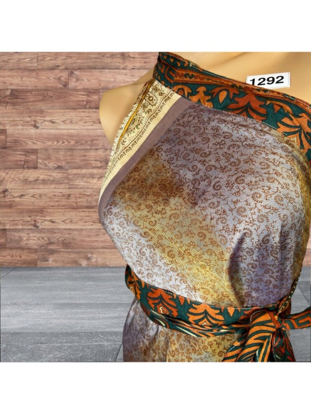 Boho Wrap Skirt Double Layer Sari One Size Multi Wear 36" Travel Resort Festival - Picture 6 of 6